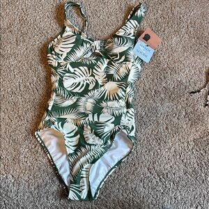 Shade & Shore green  Leaf Print Swimsuit